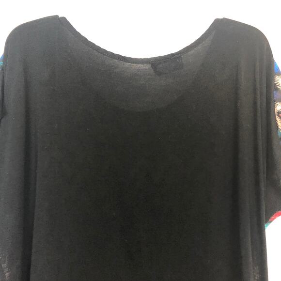 Discreet Multicolor Y2K Chevron Top Juniors Large Artsy Minimalist Dressy Flowy - Picture 8 of 11